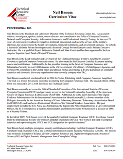CV for Neil Broom Expert Witness in Computer Forensics Investigations in Connecticut